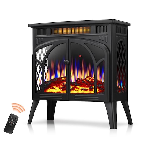 Edendirect 23.46'' Freestanding Electric Fireplace Heater, Adjustable Brightness and Heating Mode, Black S230B-BLACK
